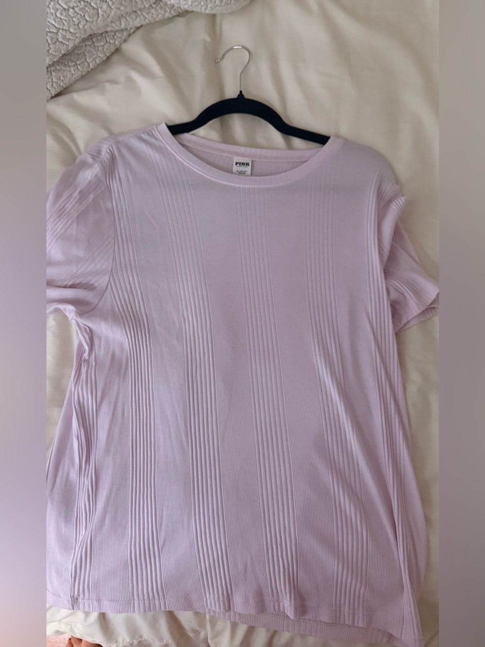 PINK Victoria's Secret Light Lilac Ribbed Short Sleeve Tee